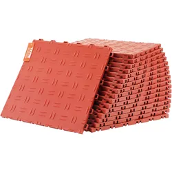 VEVOR Garagen-Bodenbeschläge, 305 x 305 x 13,4 mm, 25er-Set Industrieboden, rutschfeste doppelseitige Struktur-Garagenboden, für Garagen, Keller, Reparaturwerkstätten, Rot