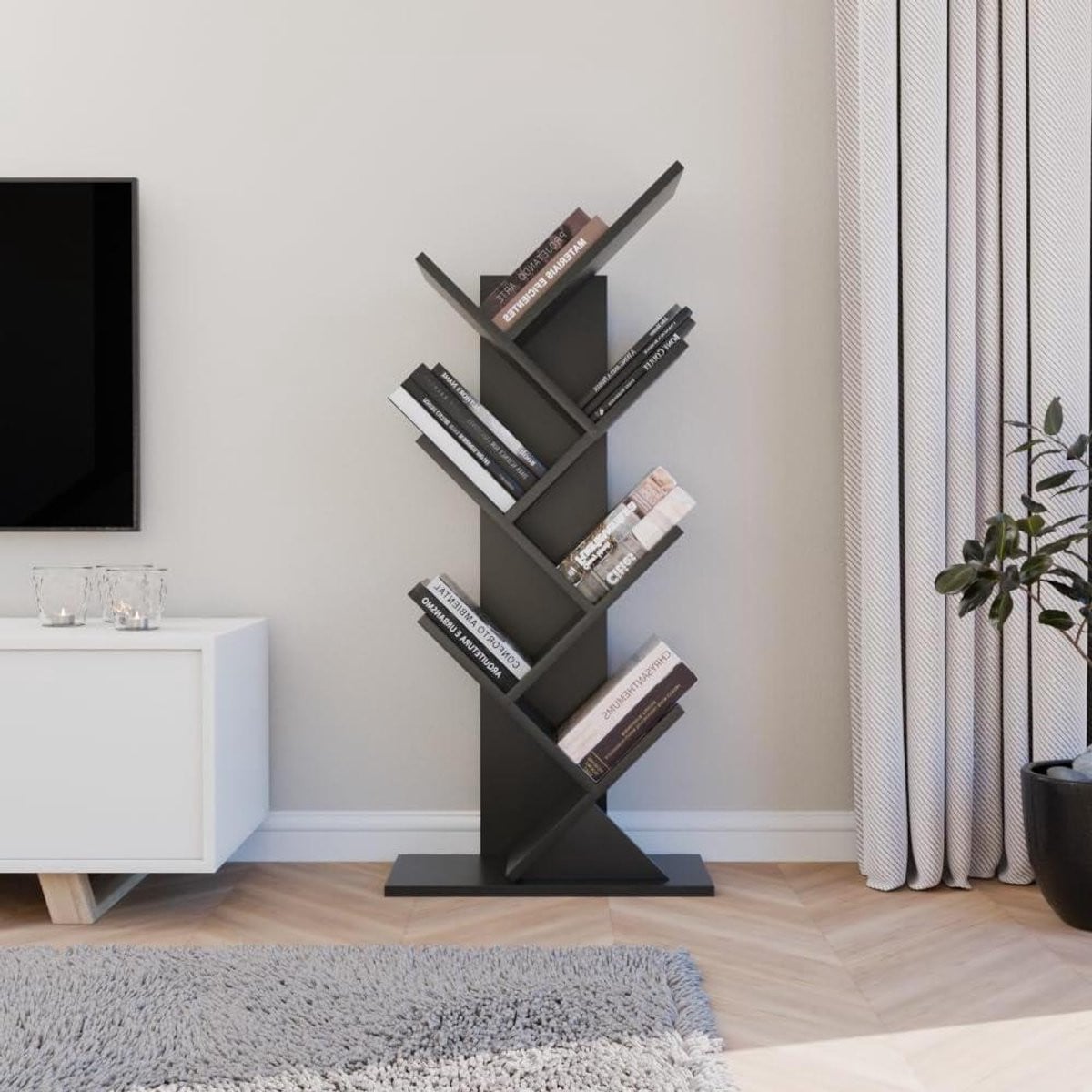 Boom Boekenplank Opbergrek Zwart H: 112 cm