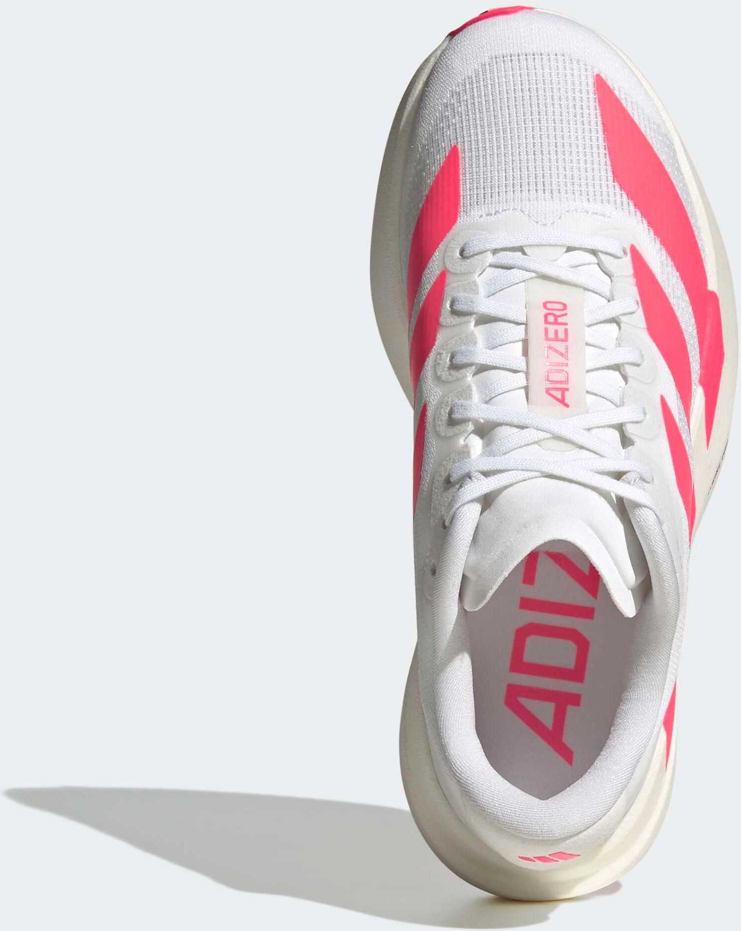 Laufschuh ADIDAS PERFORMANCE "ADIZERO EVO SL FÜR KINDER UND TEENS", Mädchen, Gr. 39, pink (cloud weiß, solar turbo, iron metallic), Synthetik, Textil, Schuhe Laufschuh, pour enfants et adolescents cloud weiß, solar turbo, iron metallic 39