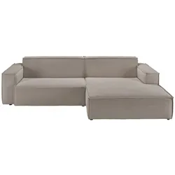 KAWOLA Sofa SAMU Ecksofa Feincord grau Recamiere rechts
