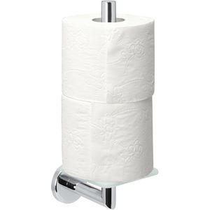 Bremermann Toilettenpapier-Ersatzrollenhalter LUCENTE, zum Bohren, für 2 Rollen, aus Glas & Edelstahl, verchromt