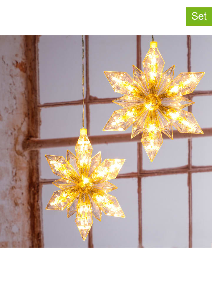 Hollybell 2er-Set: LED-Dekoleuchten "Star" in Warmweiß - Ø 23,5 cm - onesize