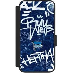 Nivocase Klapphülle für Samsung Galaxy S23 Handyhülle aus Kunst Leder NIVOflip schwarz Graffiti Hertha BSC (Samsung Galaxy S23), Smartphone Hülle, Schwarz