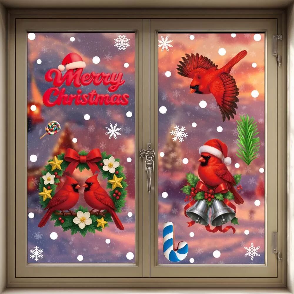 INF Festliche Dekorationsaufkleber: 2er-Set – Kreative Zuckerstangen-Vogel-Designs