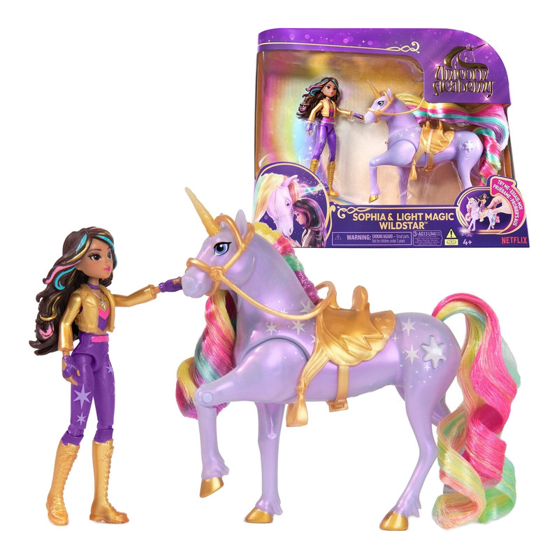 Unicorn Academy Sophia & Wildstar Unicorn speelgoedspeelset met lichteffecten - 12,7 cm