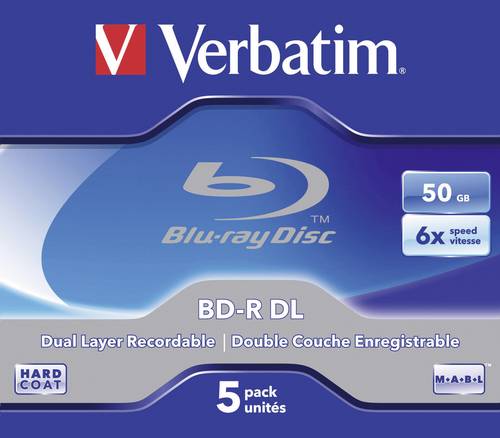 Verbatim 43748 Blu-ray BD-R DL Rohling 50GB 5 St. Jewelcase