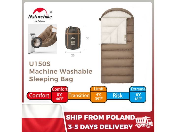 Sac de couchage Naturehike U150S, enveloppe large de 200 cm avec chapeau, sac de couchage imperméable, coupe-vent, lavable en machine, sac de couchage chaud