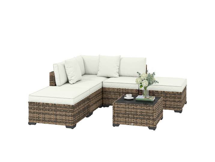 Ensemble de meubles de jardin en rotin Outsunny 6 pièces avec coussins