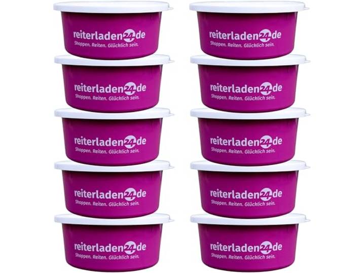 RL24 - Leckerlischale – Pink – 10 Schalen á 8l (10er Set) Müslischale mit Deckel für Pferde – Futterschale zur Aufbewahrung von Leckerli & Pferdefutter – Leckerli-Dose
