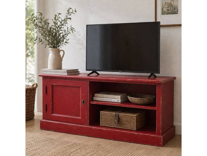 Rotes TV Lowboard Shabby Chic