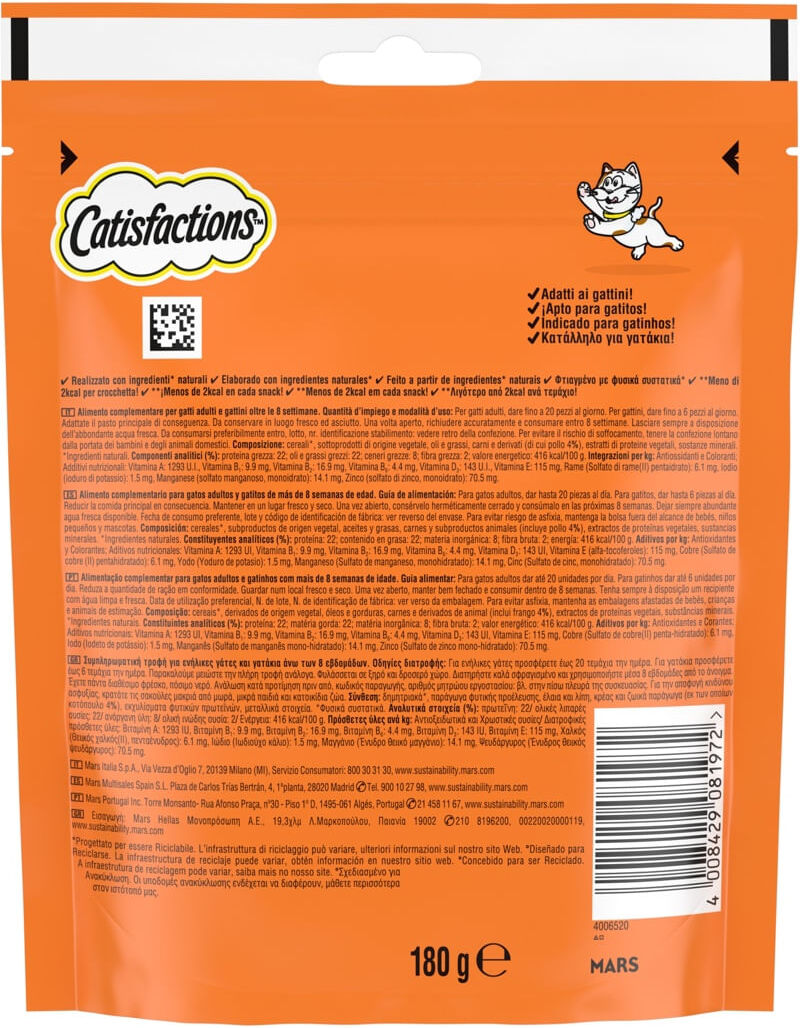 CATISFACTIONS Catisfaction Snack Gatto Pollo 180G