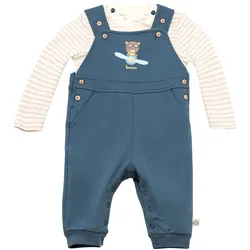 Bornino On The Road 2-tlg. Set Latzhose mit Shirt Ringel Bär, blau | natur, 74
