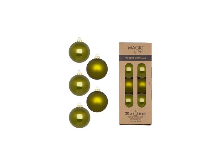 Weihnachtsbaumkugel INGES CHRISTMAS DECOR Green Olives 20 Stück , grün (olivgrün), Ø:6cm, Glas, Weihnachtsbaumkugeln, Weihnachtsbaumkugel