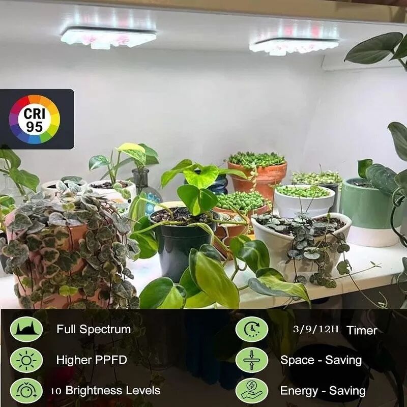 INF Lampe de croissance LED à quatre têtes, montage au plafond, avec minuterie et spectre complet variable