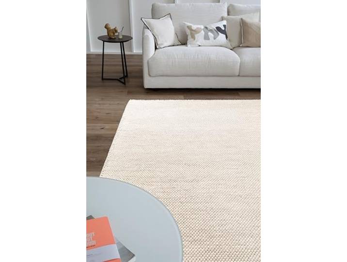 natuurlijk tapijt woonkamer, slaapkamer, hoogpolig tapijt, handgeweven tapijt, elegante kleur, levendig tapijt, tapijt wit, 70x140 cm