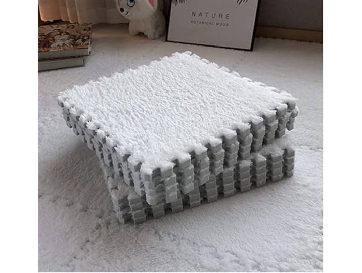 Schaumstoffmatten, Ineinandergreifende Plüsch-Puzzle-Schaum-Bodenmatten, 30 Stück, Mehrfarbig, x cm(White)