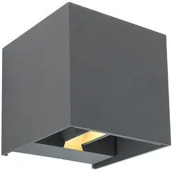 Außenwandleuchte anthrazit Fassadenleuchte LED Gartenleuchte Haustürlampe Aluminium, Lichtkegel verstellbar, 3W 290lm warmweiß, BxH 10x10 cm