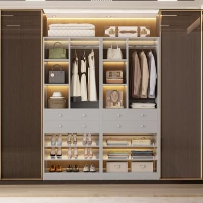 Rackcog Grimm 28'' Closet Organizer with Shoe Racks and Drawers, Closet System with Hanging Rod and Adjustable Shelves