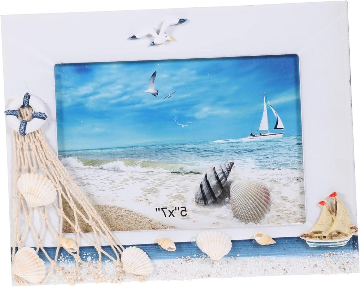 Wit Houten Fotolijst in Mediterrane Stijl voor Desktop Decoratie - 24 x 19 cm