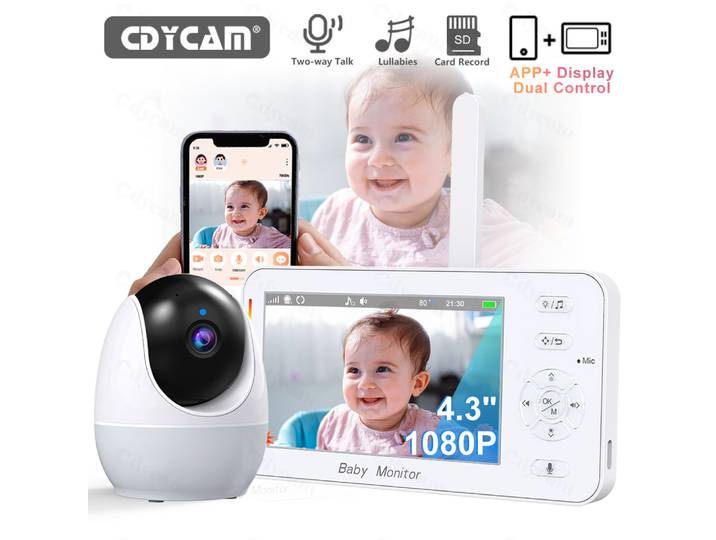1080P HD WiFi bébé moniteur téléphone APP vue à distance 4.3 nounou veilleuse VOX Vision nocturne berceuses température moniteur caméra