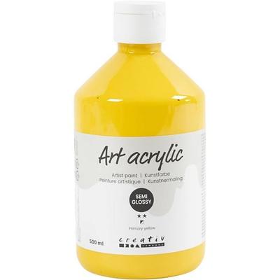 Creativ Company Acrylfarbe, Mattglänzend, Transparent, Primärgelb, 500 ml/ 1 Fl.