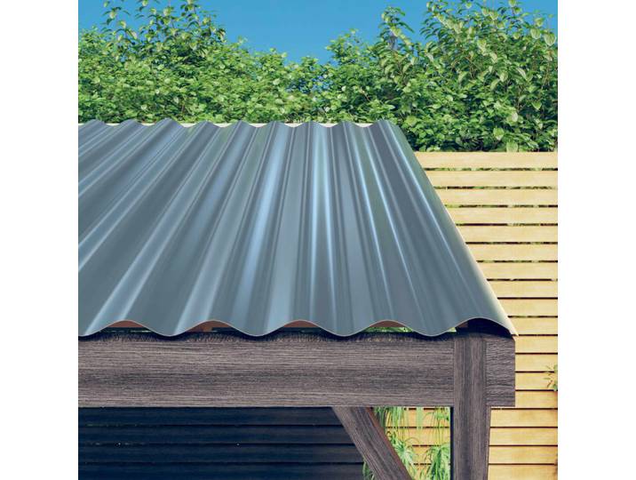 vidaXL Dachpaneele 12 Stk. Verzinkter Stahl Grau 80x36 cm