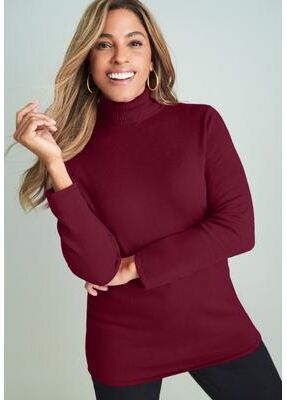 Plus Size Women's Carefree Cashmere Turtleneck by Jessica London in Merlot (Size 12) Sweater