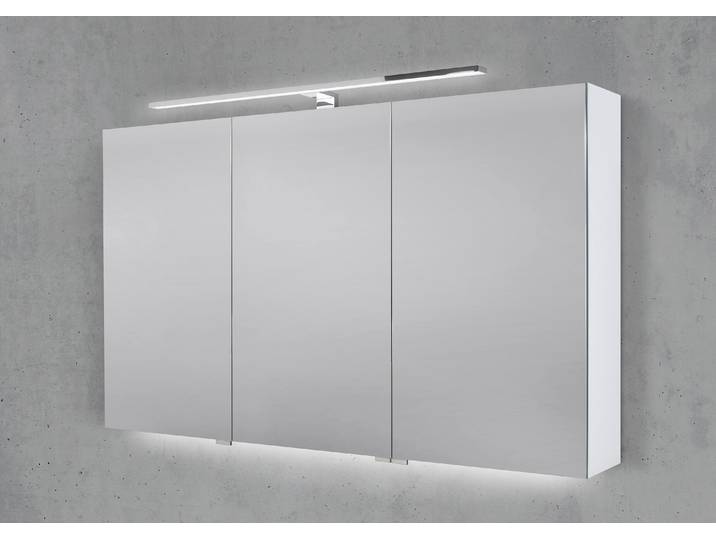 Spiegelschrank 120 cm mit LED Chrom Beleuchtung Doppelspiegeltüren
