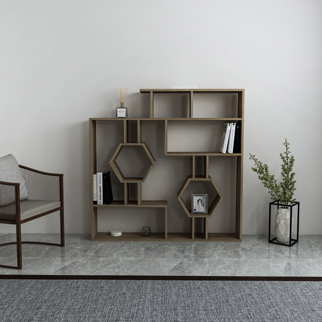 Zipcode Design Swenson 134cm H x 134cm W Bookcase Walnut 134cm H X 134cm W X 22cm D
