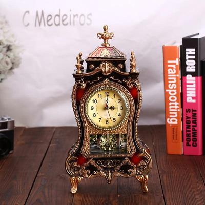 Snug & Styled Royal Vintage Desk Clock With Pendulum Classic Antique Table Decor brown