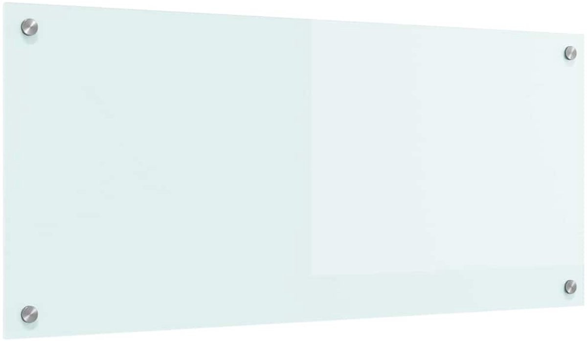 vidaXL Keuken Spatscherm Wit Gehard Glas 90 x 40 cm