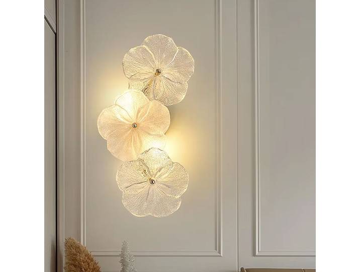 Lampe murale de luxe française, nouveau style 2026, lampe décorative pour mur de salon, lampe murale romantique en forme de pétale pour chambre à coucher