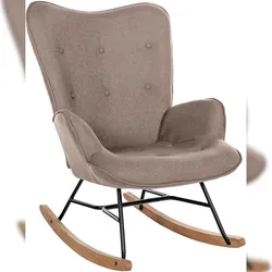 Décoshop26 - Schaukelstuhl mit taupefarbenem Bezug Metallgestell und Holzgleitern 10_0003808