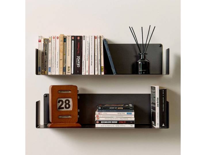 Étagère livre en acier 60 x 15 cm - noir industriel - lot de 2 - teebooks
