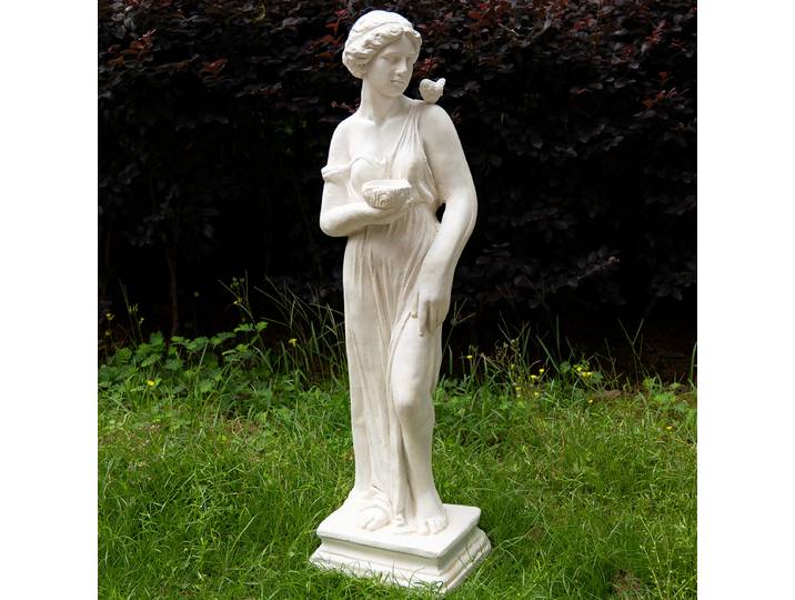 Statue de jardin extérieure, déesse grecque nymfe avec bassin pour oiseaux, sculpture extérieure pour patio, cour, pelouse, porche