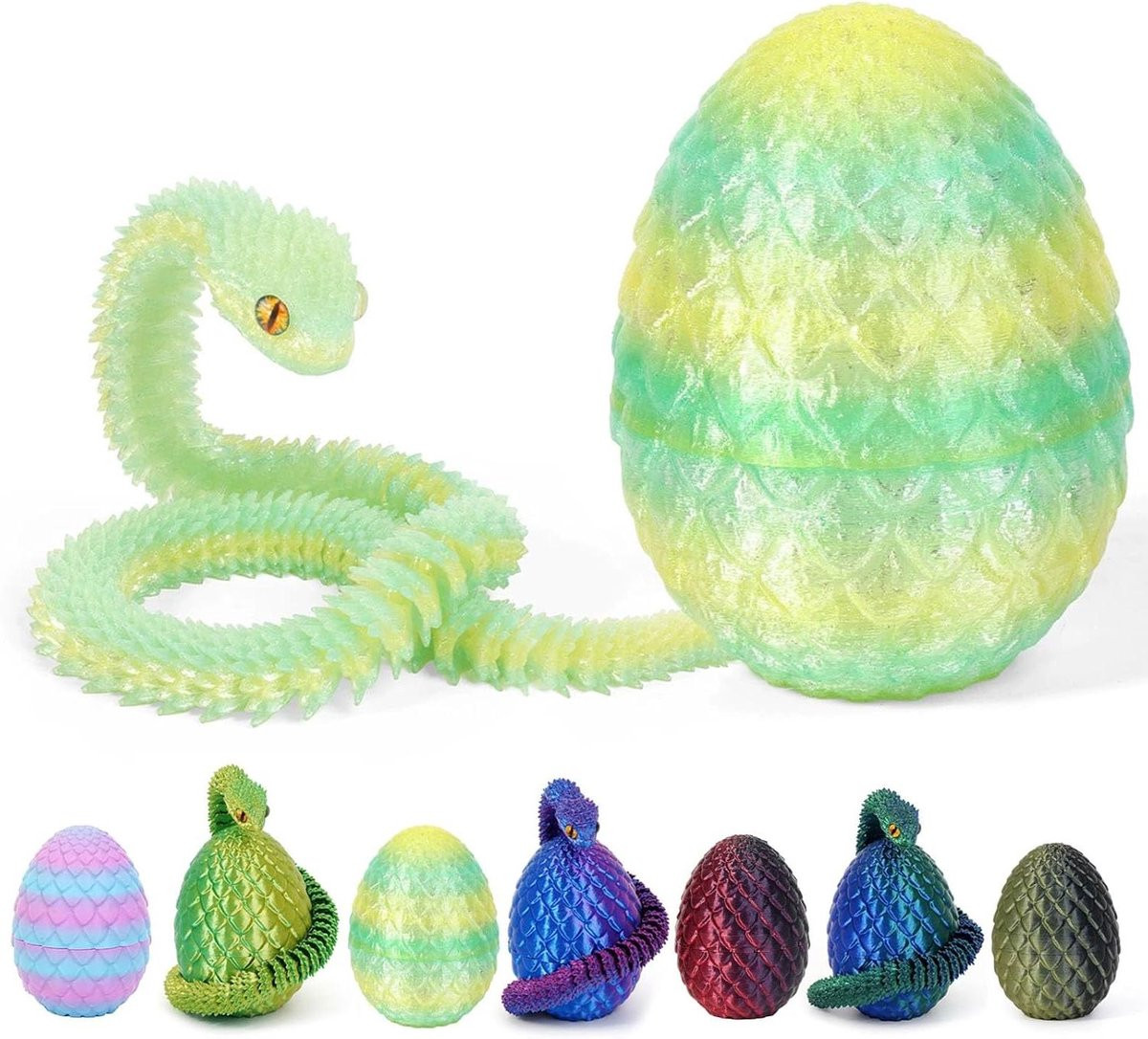 Drakenei met draak decoratief beeld - Gedetailleerd 3D-figuur - Bosgroen - 30 cm
