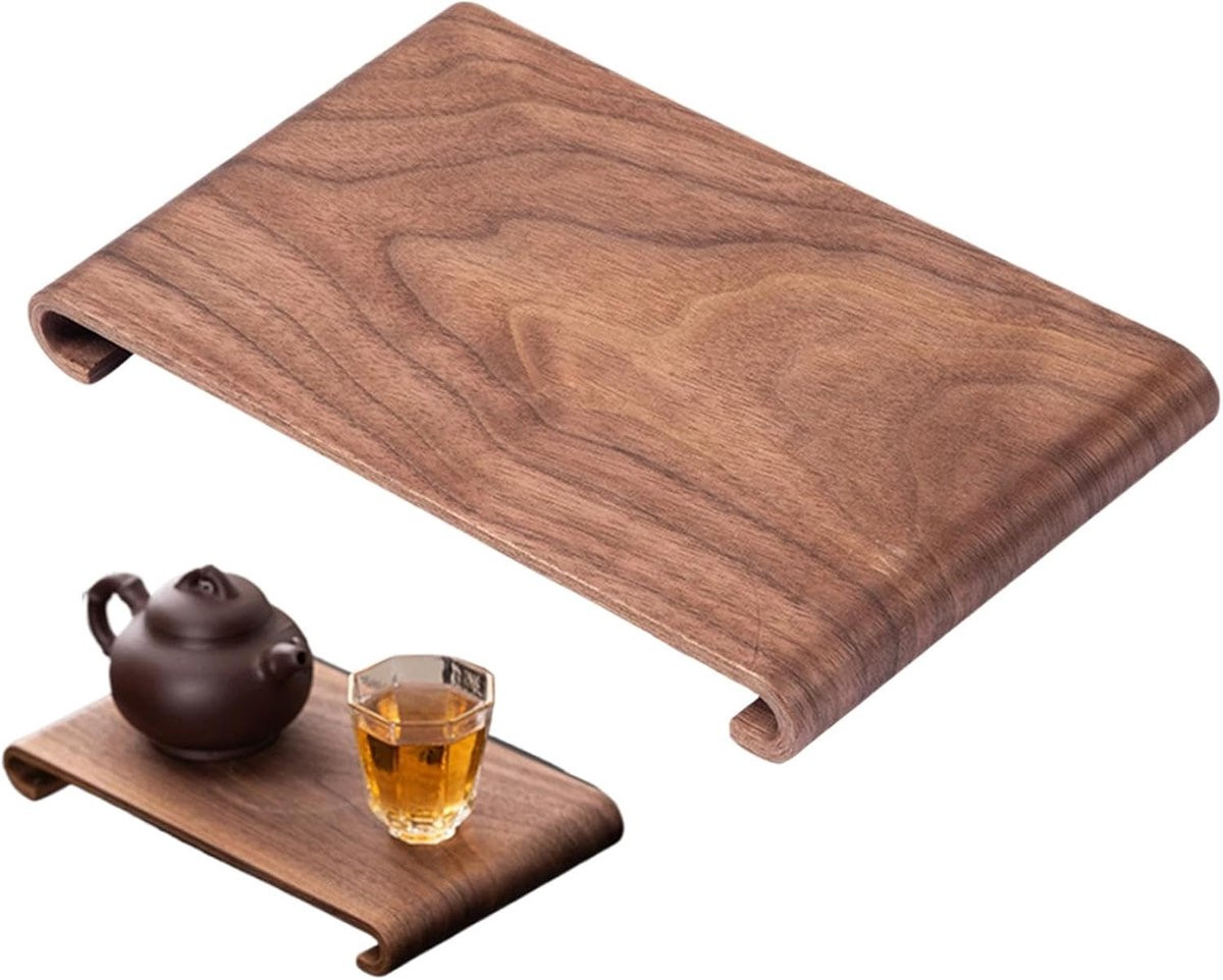 Handgemaakt houten dienblad van walnoot, nootkleurig, lengte: 21,5 cm