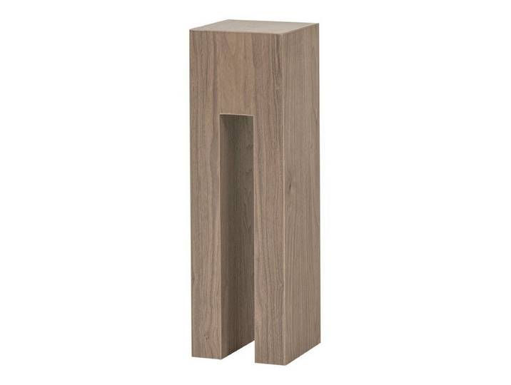 WOOOD Sitzhocker Plantor - MDF Natur, Vereinfachend Säule mit Walnussfurnier veredelt