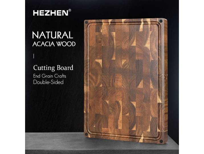 HEZHEN planche à découper d'épissure en bois d'acacia de haute qualité utilisation Double face planche à découper épaissie outils de cuisine