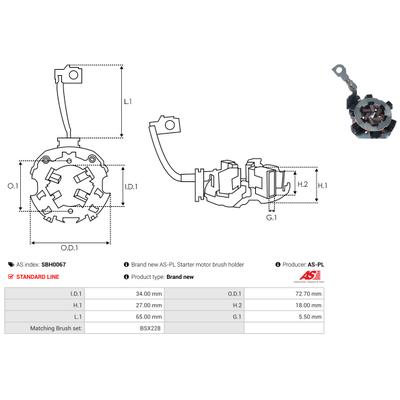 AS-PL Halter, Kohlebürsten SBH0067 für Mercedes