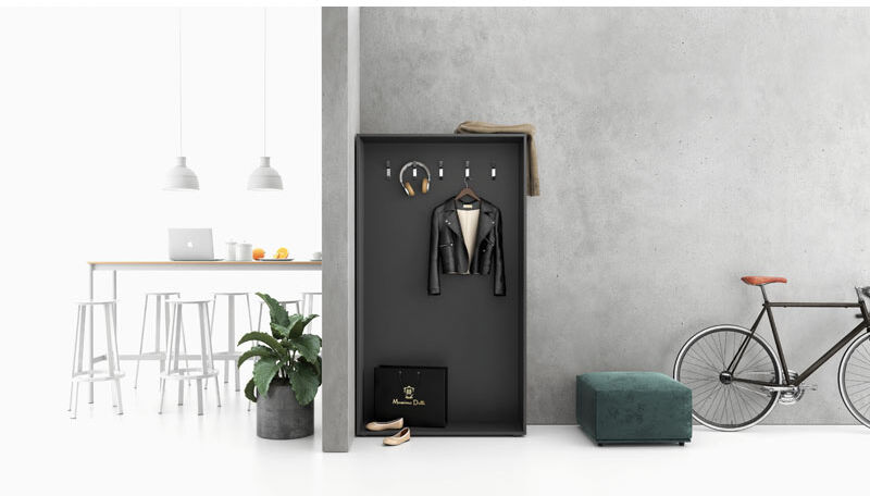 PLAN Garderobenwand BORDER mit Schuhschrank, 5 Kleiderhaken, Weiß/Weiß