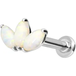 14 Karat Gold Labret mit Innengewinde LOTUSBLÜTE + SYNTHETISCHE OPALE