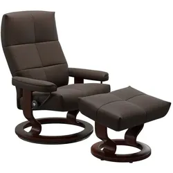 Stressless Sessel mit Hocker David Classic Leder Braun Batick Brown L (Large)