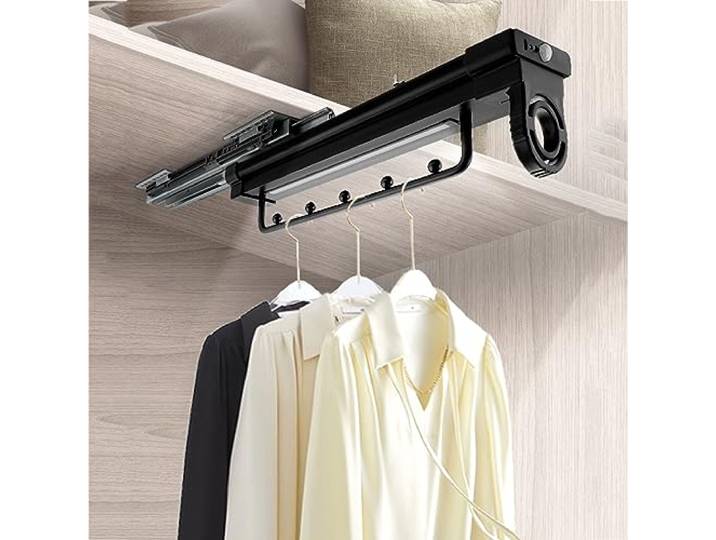 AYVADA Verschiebbarer Kleiderbügel, erweiterbare Stange für Kleiderschrank, an der Wand montierte ausziehbare Kleiderstange, Garderobenaufbewahrungs- und Organisationshalterung, 13,77 Zoll/350 mm