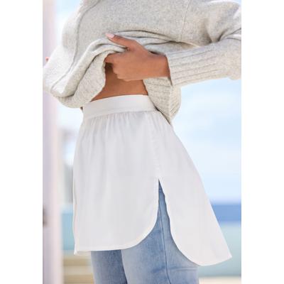 Unterrock VIVANCE "Blusenrock mit Gummibund und Zierknopfleiste", Damen, Gr. 40/42, weiß, Stoff, Obermaterial: 95% Polyester, 5% Elasthan, unifarben, Po-bedeckend, Röcke Unterrock, praktische Verlängerung unter Pullover für Layer-Looks, Businesslook