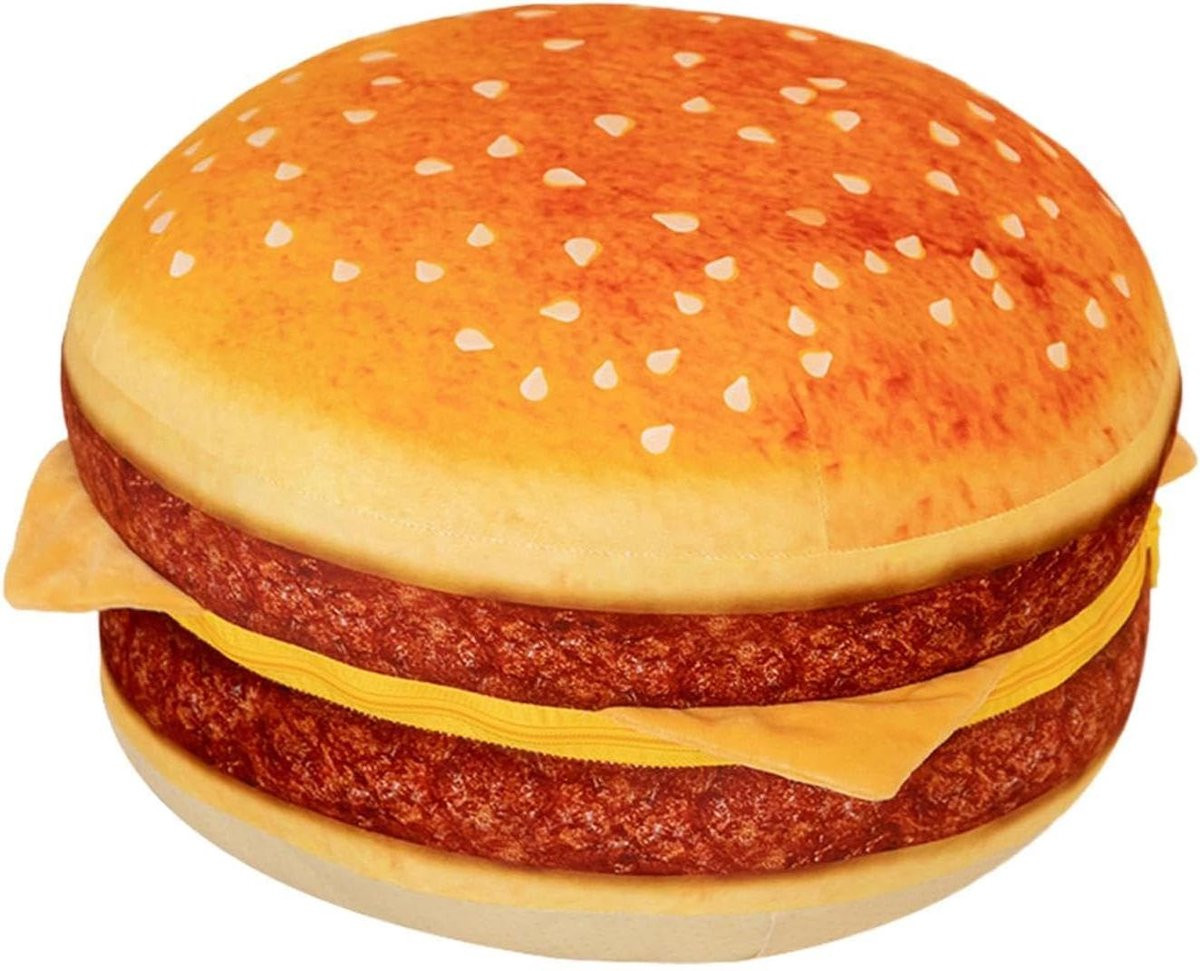 Pluche Hamburger Kussen - Decoratief Burger Kussen - Multicolor - 40 cm