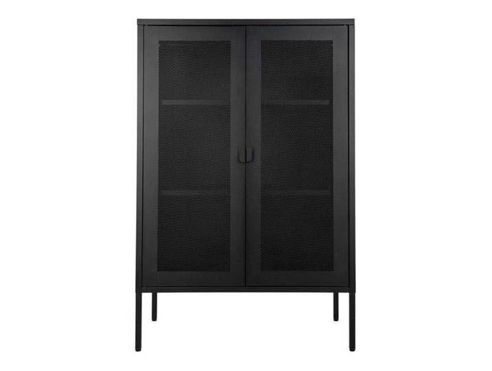 LISMORE - Meuble de Rangement 2 Portes Grillagées Acier Noir