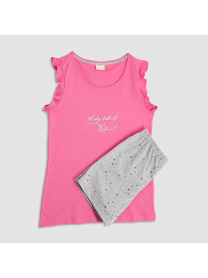 COTONELLA Pyjama in Pink/ Grau - S