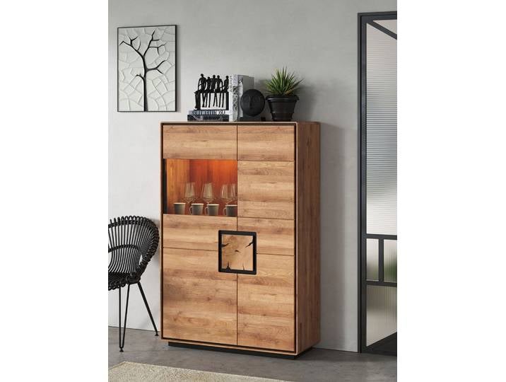 Highboard 100x151cm 'Zarah' Wildeiche geölt Glas links
