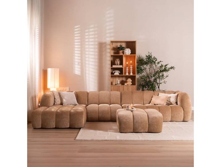 Bronx71 Ecksofa Luca XL Chenille peach links